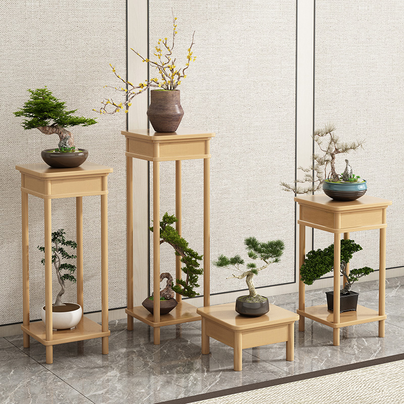 实木花架盆景架子客厅中式仿古家具小方桌花台落地花架四方形花几