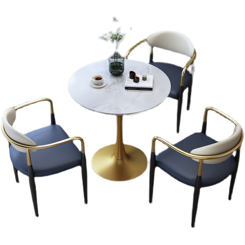 岩板洽谈接待圆桌酒店咖啡奶茶店样品屋展示中心会客阳台喝茶休闲