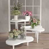 众匠坊鲜花店陈列组合中岛商业美陈橱窗展示台白色烤漆样品流水台