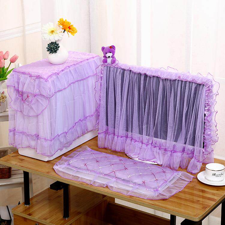 卡通蕾丝开机不取桌上型电脑电脑防尘罩电脑防尘布盖巾液晶显示器