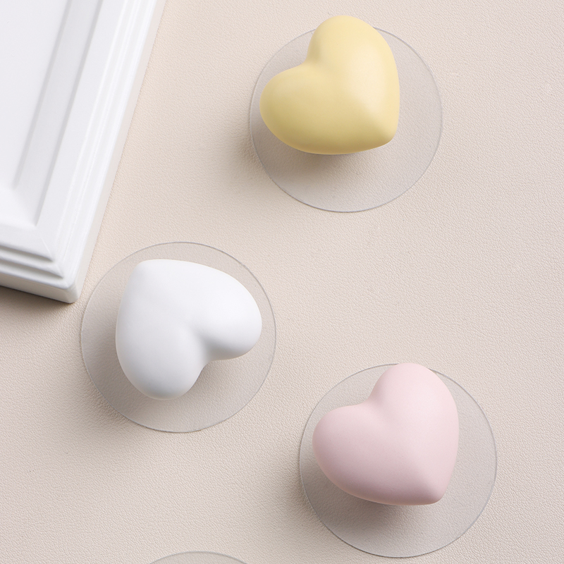 简约爱心免打孔小拉手衣柜门橱柜抽屉玻璃门移门陶瓷免钉自粘把手
