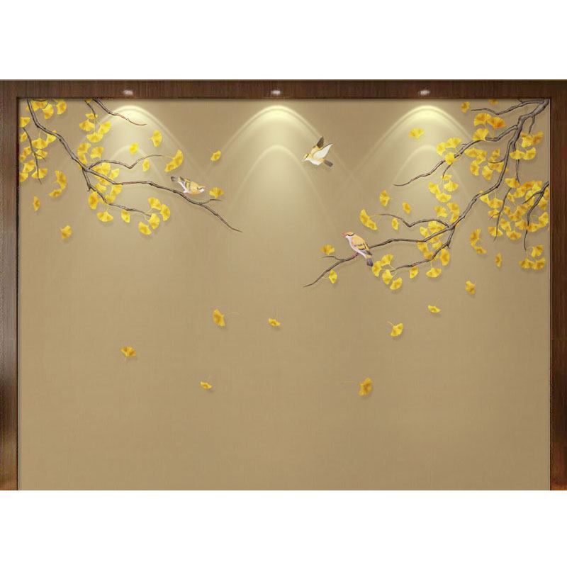 中式无缝墙布古典花鸟壁纸无纺布背景墙墙纸客厅电视壁画装饰卧室