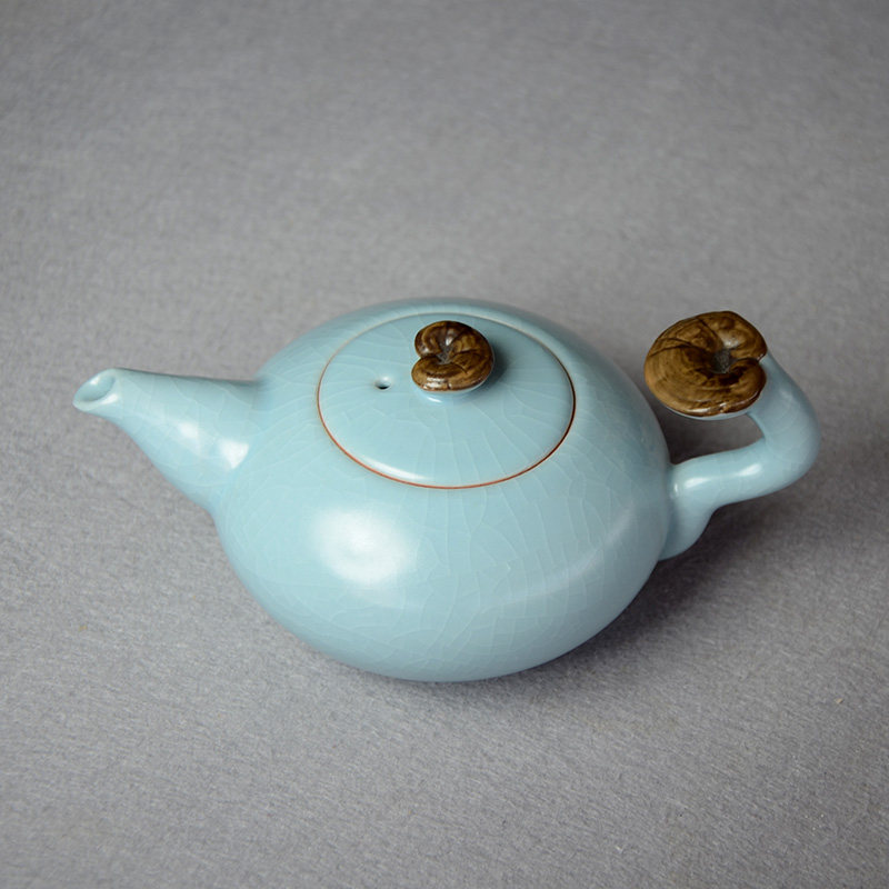 汝窑茶壶陶瓷单壶汝瓷开片泡茶壶家用功夫茶具小茶壶西施壶泡茶器