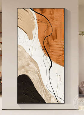 大芬村纯手绘油画现代简约走廊道艺术橙色玄关挂画装饰抽象过壁画