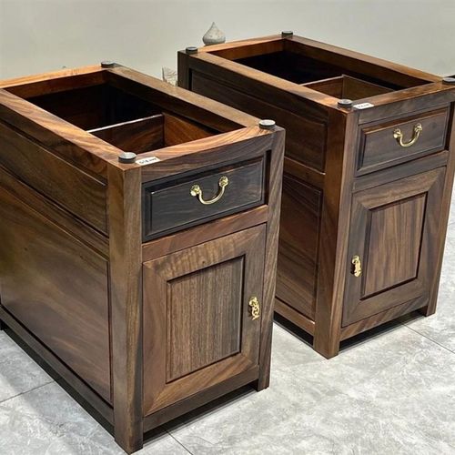 胡桃木大板柜子支架桌脚原木实木桌腿一门一抽一对书桌脚办公桌脚