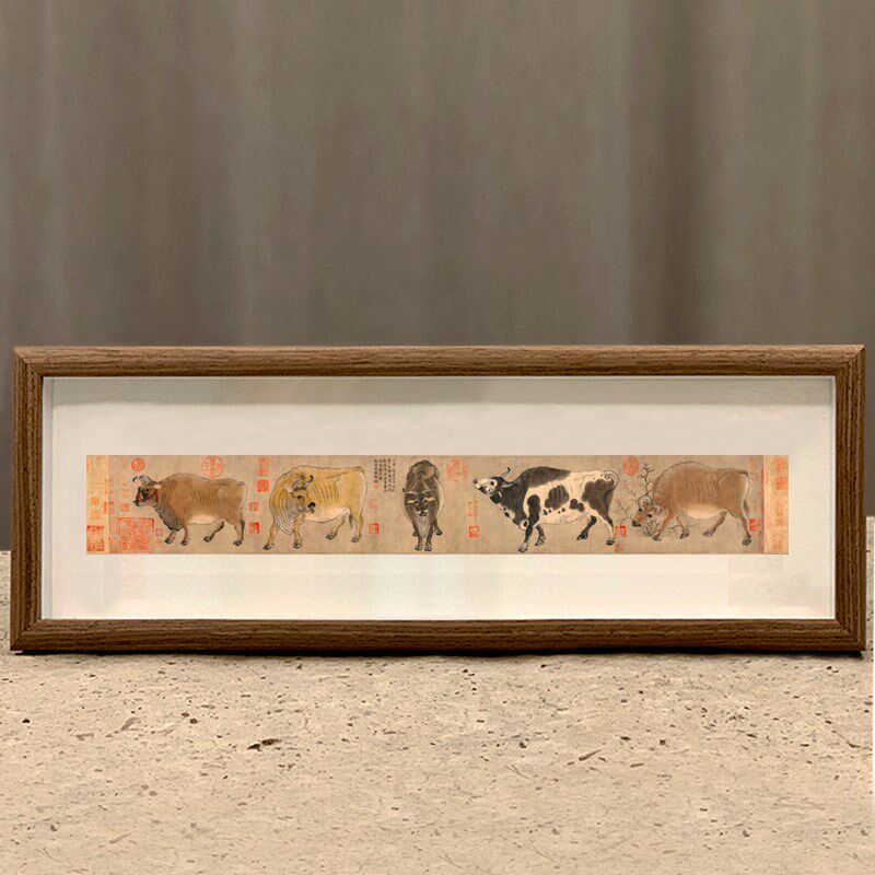 瑞鹤图挂画字画摆台画中式办公室装饰国画横幅山水画迷你禅意礼物