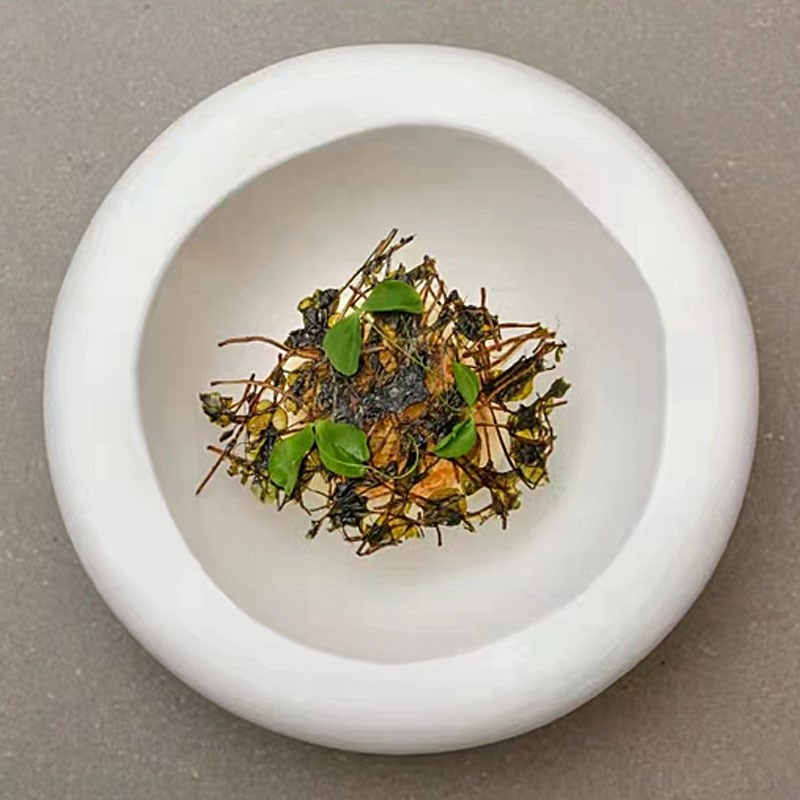 酒店创意双层陶瓷餐具法餐位上素食点心盘西餐盘分子料理摆盘碟子