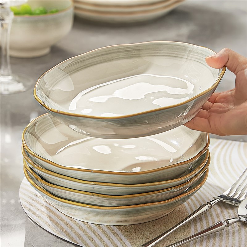 釉下彩盘子家用菜盘2025新款炒菜碟子高级感深盘餐盘陶瓷碗碟餐具