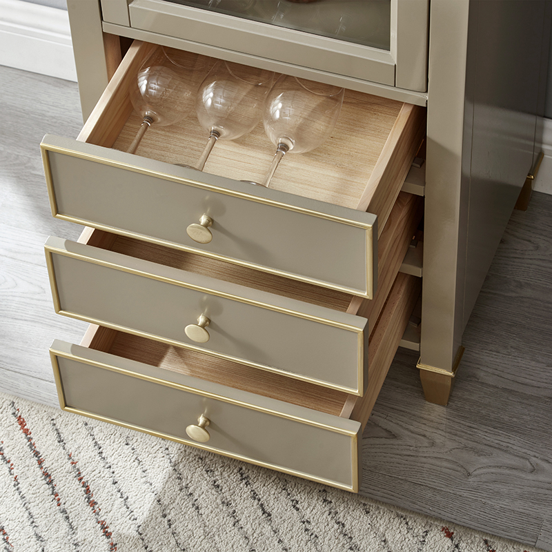 轻奢小酒柜实木墙角落地窄立柜客厅靠墙单门边柜家用展示储物柜子