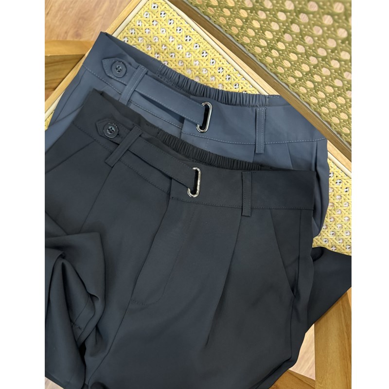 夏季新款大码女装设计感直筒西装裤胖妹妹mm高腰显瘦垂感休闲裤子