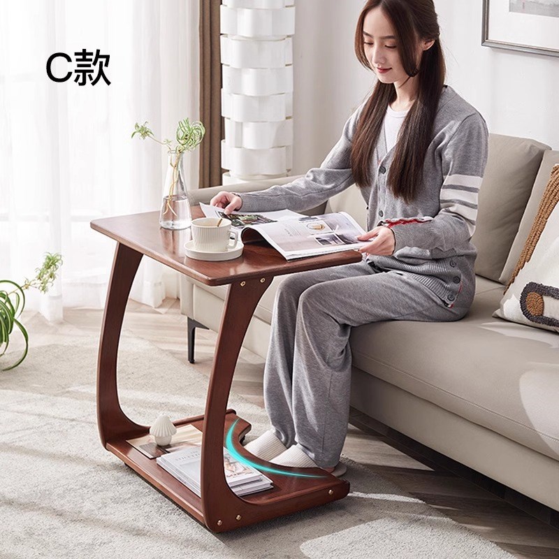 实木沙发边几柜可移动床边桌子带轮迷你茶几客厅小户型家用方角几