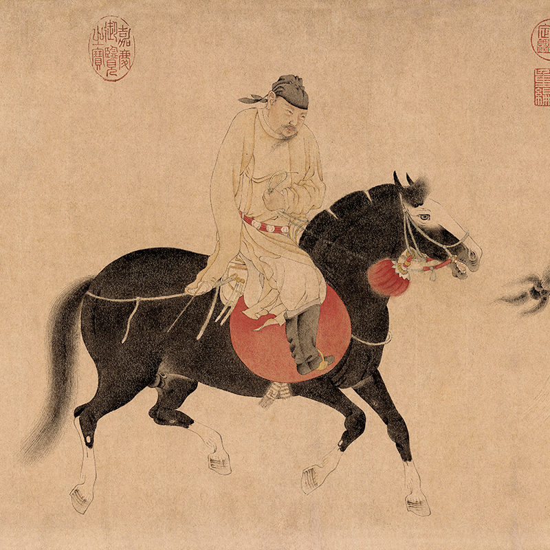 元 任仁发 五王醉归图 元代人物仿古画临摹画稿范本微喷装饰画心