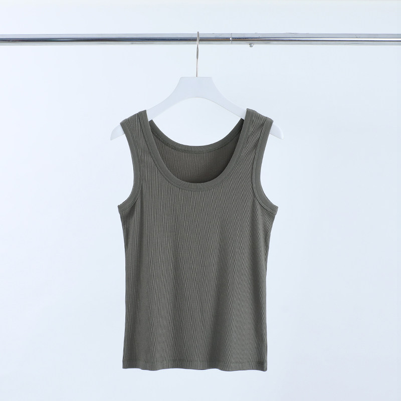 螺纹防走光U领内搭白色小背心女夏大码胖mm200斤纯棉吊带打底上衣