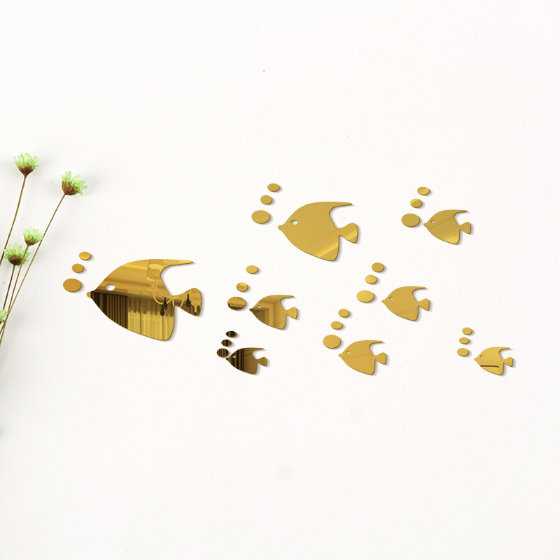 海洋鱼亚克力镜面墙贴海底世界卫生间浴室儿童房墙装饰泡泡鱼贴画