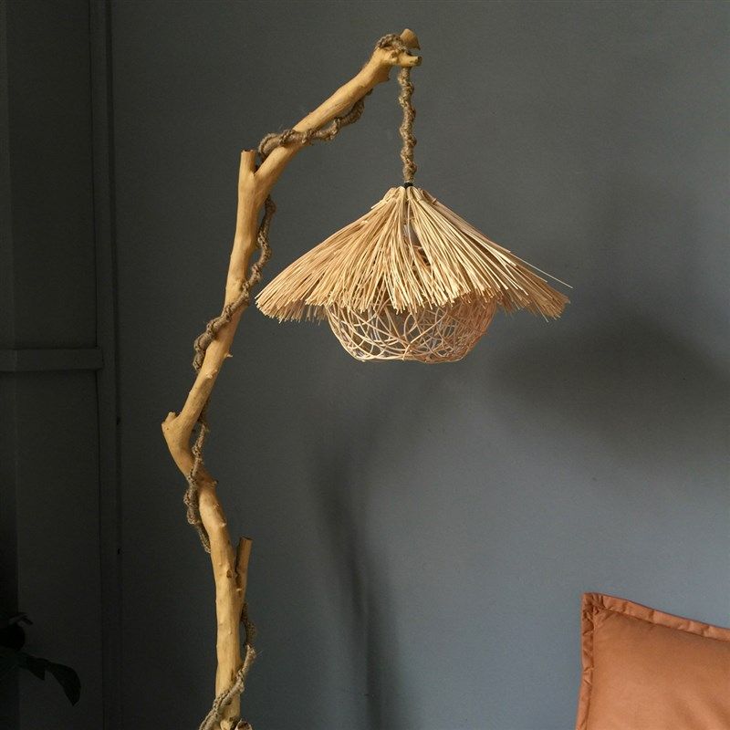 插电式藤编草帽吊灯侘寂风禅意茶室氛围灯复古diy手工编织灯罩