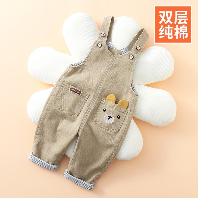 宝宝背带裤春秋双层纯棉男童2024新款一岁半女童儿童秋季婴儿裤子,童装/婴儿装/亲子装,裤子,淘宝优惠券,粉丝福利购,淘宝优惠卷