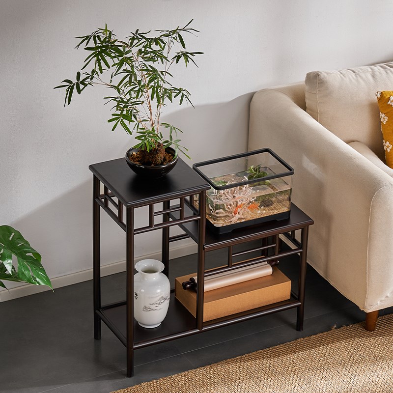 鱼缸架子水族箱底柜高低落地式多层置物架新中式花几盆景绿植摆放