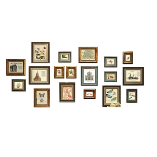 相框墙复古欧式 免打孔楼梯相片墙组合画 饰客厅美式 实木照片墙鹿装