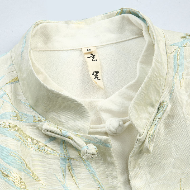 秋新款唐装男中国风外套复古中式改良长袖外套竹叶立体提花上衣男