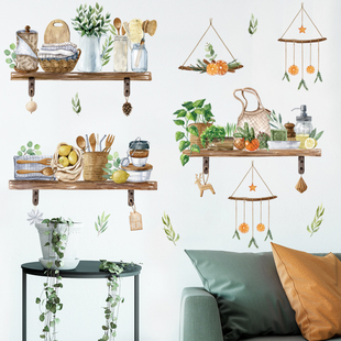 厨房玻璃墙面装饰墙贴纸盆栽隔板挂件防水橱柜自粘餐厅房门贴画