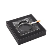 家居办公室烟缸 饰水晶烟灰缸大小号 创意LOGO定制 皮革装 商务欧式