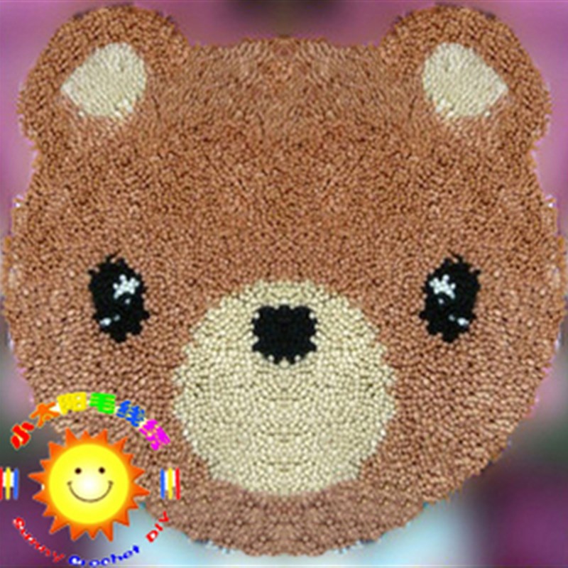 cc段段绣/毛线绣/地毯绣/绒绣/钩针绣/套件挂毯坐垫 可爱熊(2包邮