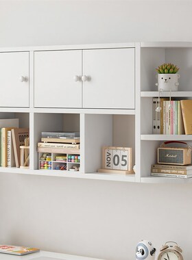 实木挂墙置物架壁挂式书架客厅装饰墙壁柜吊柜家用储物上墙橱柜