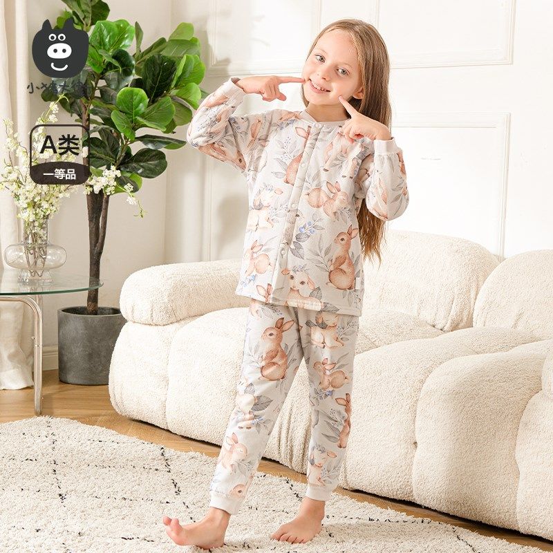 小猪大卫儿童夹棉高腰套装秋冬男女宝宝居家内衣套纯棉上衣裤子,童装/婴儿装/亲子装,家居服套装,淘宝优惠券,粉丝福利购,淘宝优惠卷
