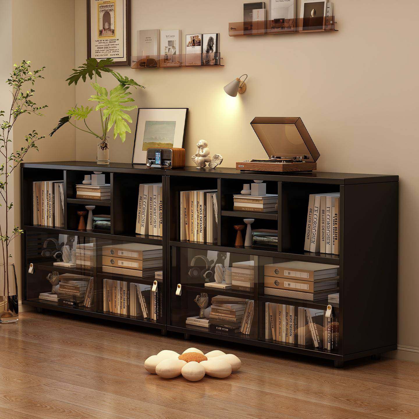 矮书柜实木展示柜家用组合柜客厅靠墙电视柜落地防尘收纳储物柜子,电子元器件市场,其它元器件,淘宝优惠券,粉丝福利购,淘宝优惠卷