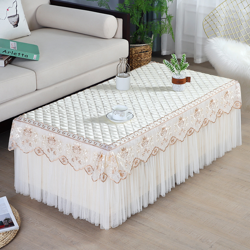 蕾丝茶几桌布罩现代电视柜盖布纱餐桌台布长方形客厅桌垫茶几布