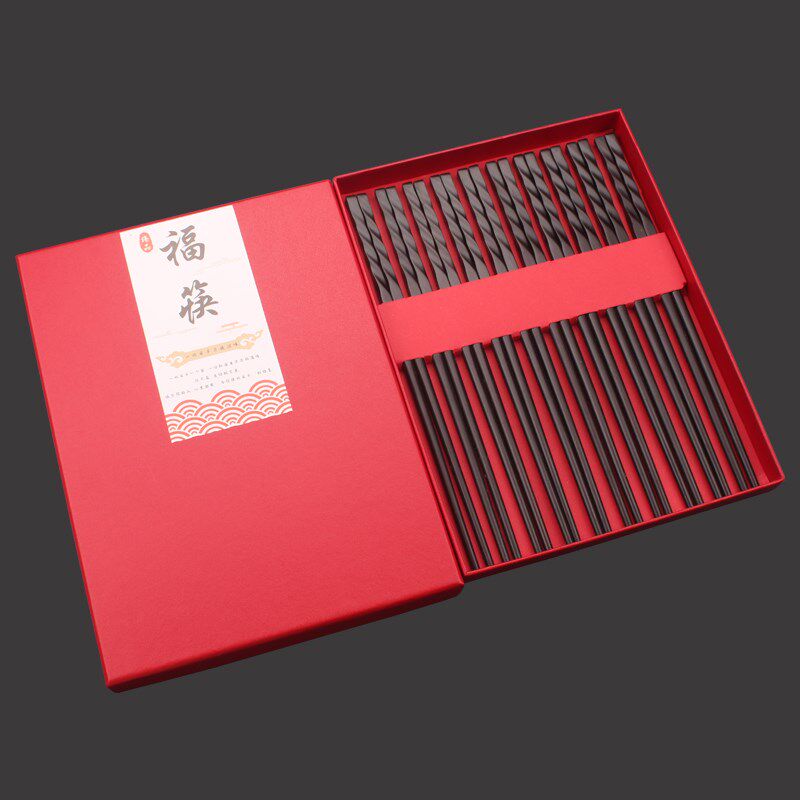 翼箸2019实木无漆无蜡国标红木木质餐具套装家用家庭筷子中式10双