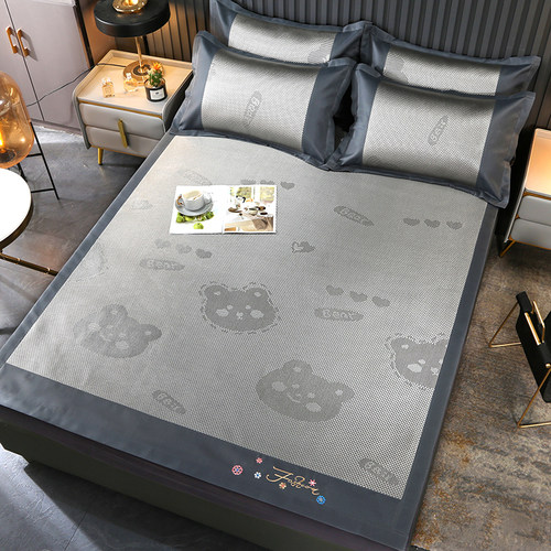 凉席冰丝席三件套可水洗折叠席子夏季单人学生宿舍草席夏天藤席子