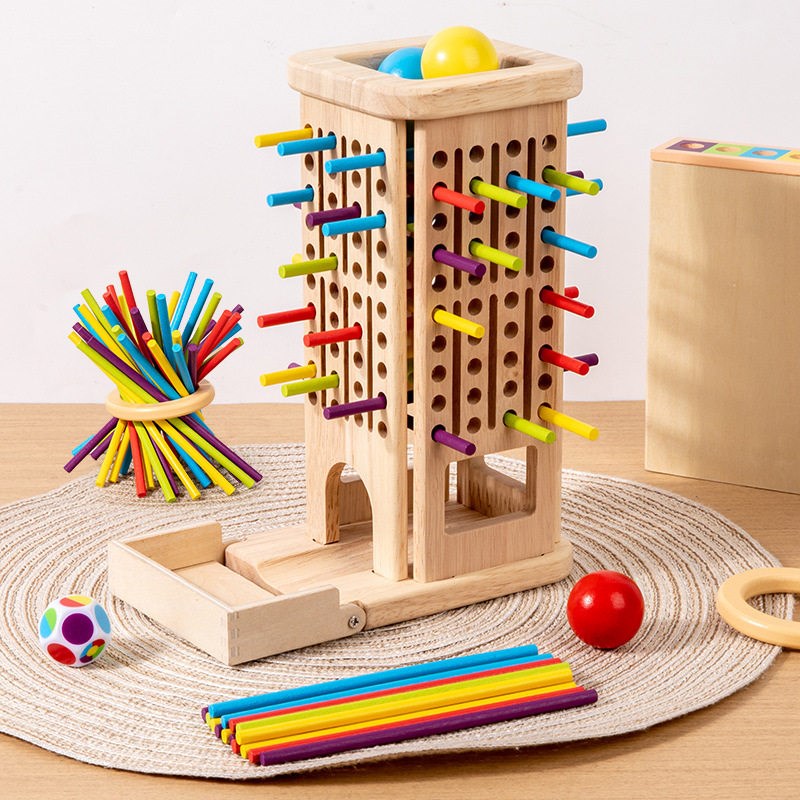 儿童益智比萨斜塔木板三合一游戏彩色抽木棒亲子早教益智互动玩具