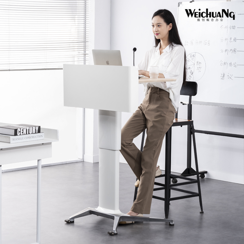 演讲台发言台培训会议室小讲台现代简约可移动升降桌子接待台前台