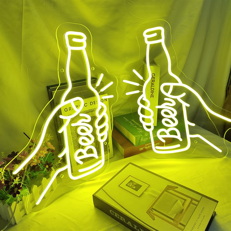酒吧精酿啤酒霓虹灯室外吧台装饰灯干杯酒杯鸡尾酒灯造型灯发光字