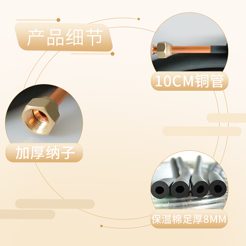 R32加厚铝管防爆带纳子帽免焊接1.5匹2匹变频通用空调铜铝连接管