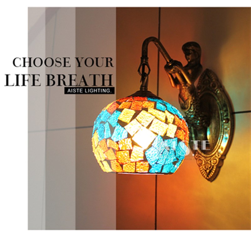 复古美人鱼壁灯欧式乡村田园客厅卧室过道酒吧咖啡厅床头头挂墙