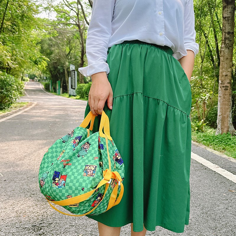 迷你小号卡通折叠环保风琴褶布包手提肩单肩旅行大容量布袋结实