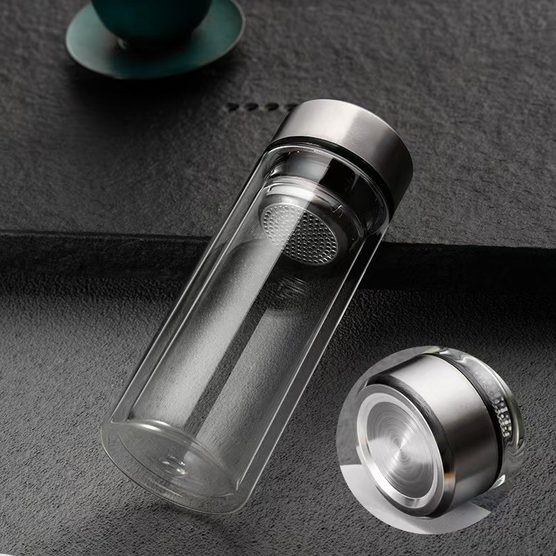 高档双层透明玻璃杯泡茶杯水杯防烫饮水杯办公室家用喝水喝茶杯