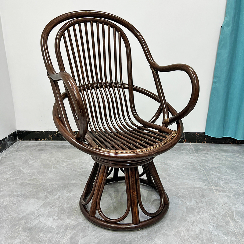 藤工匠家用滕椅靠背椅天然真藤藤编旋转椅子阳台桌椅藤椅三件