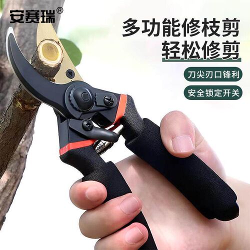 安赛瑞园林工具修枝剪带安全锁扣果树绿化修枝剪刀25002