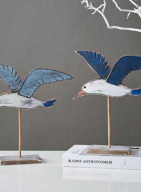 海洋风格复古海鸟摆件海鸥摆设地中海样板房软装电视柜摆台装饰品