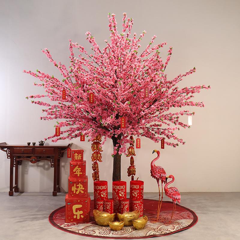 仿真桃花树大型假桃树商场装饰树新年祈福红包许愿树婚庆室内造景