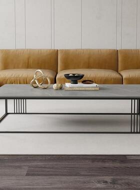 意式岩板茶几轻奢YCV现户代小办型厅家用客方形极简公室茶桌