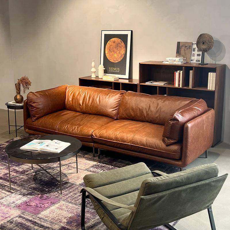 式复古油蜡皮人沙发羽丝棉客型厅简约三位法美式沙发KLH小户家用