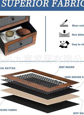 BN03V/BN层仿柜藤编复古艺印花布储物柜子32抽屉衣收纳箱折叠铁艺