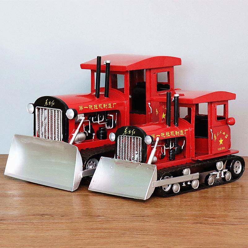 东方红54式型拖拉ITY机金属模摆列件铁艺推土机装饰工品艺橱窗陈