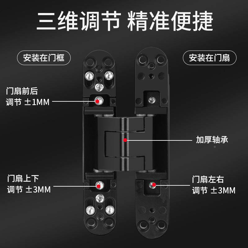 隐藏式铰链三维隐形三维调可暗合页缓冲阻尼隐形门页H藏型静音合