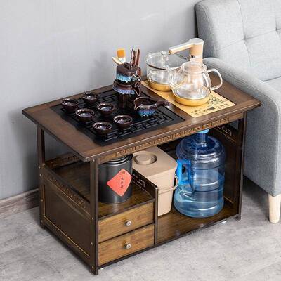 简约水移几动茶桌茶台边柜泡茶车实木XMP客小厅矮茶烧水壶一体茶