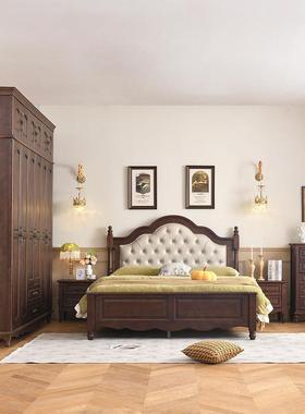 美式轻奢NFJ全实木复古1.8室米双人床现代主简约实木.5米卧储物1